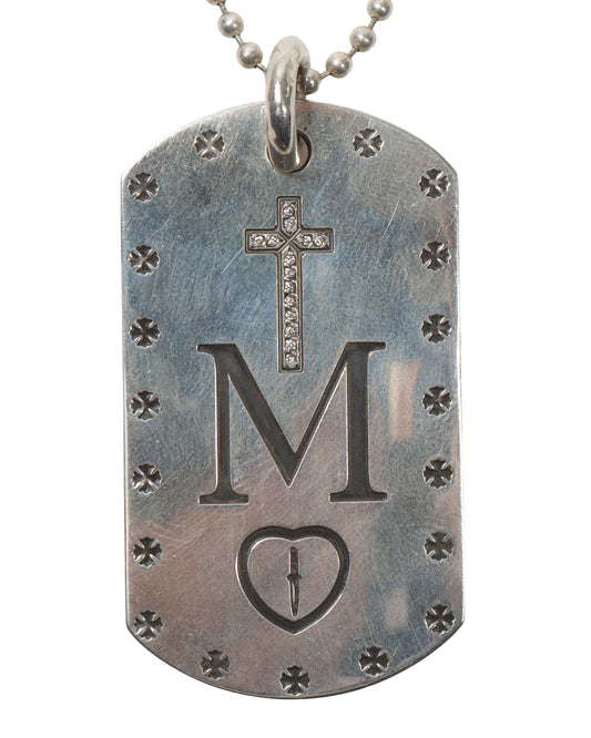 Diamond Mapplethorpe Dog Tag Pendant with Chain