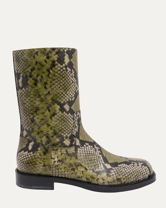 Snake Embossed Leather Boots