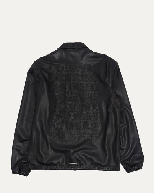 Eye Chart Patch Leather Coach Jacket
