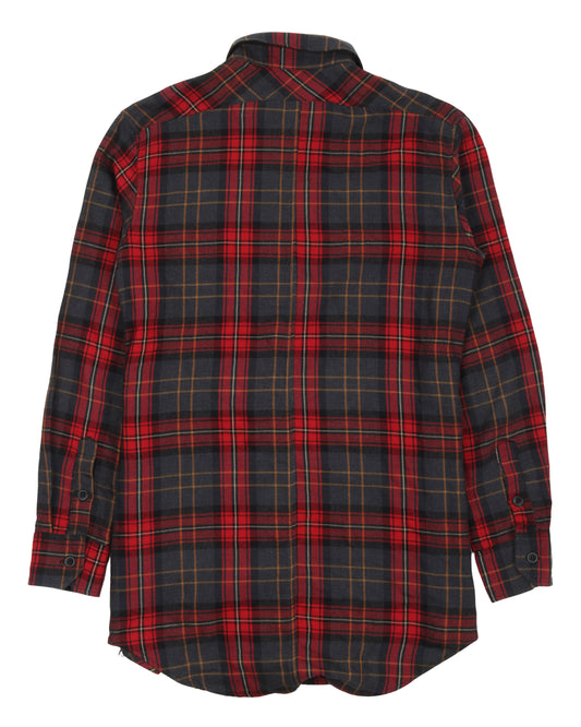 Side Zip Up Flannel Shirt