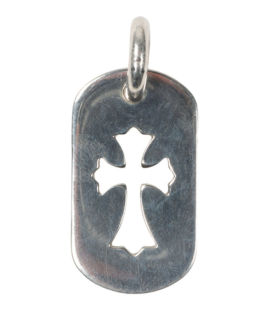 Diamond Cross Dog Tag Pendant