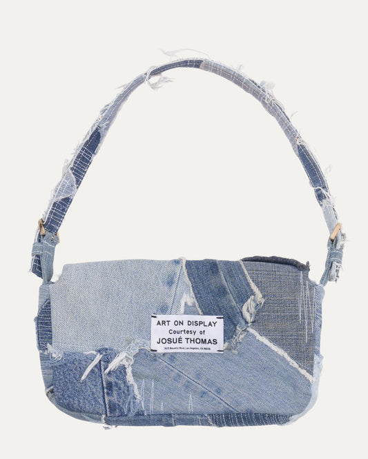 Merci Distressed Upcycled Denim Shoulder Bag