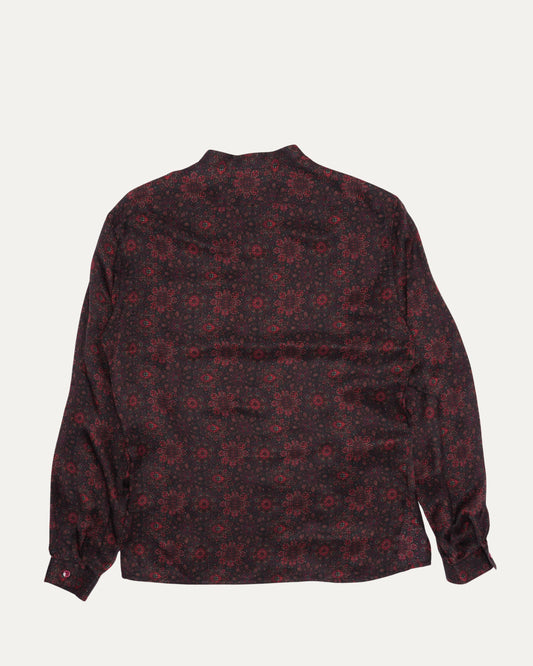 Band Collar Floral Print Shirt