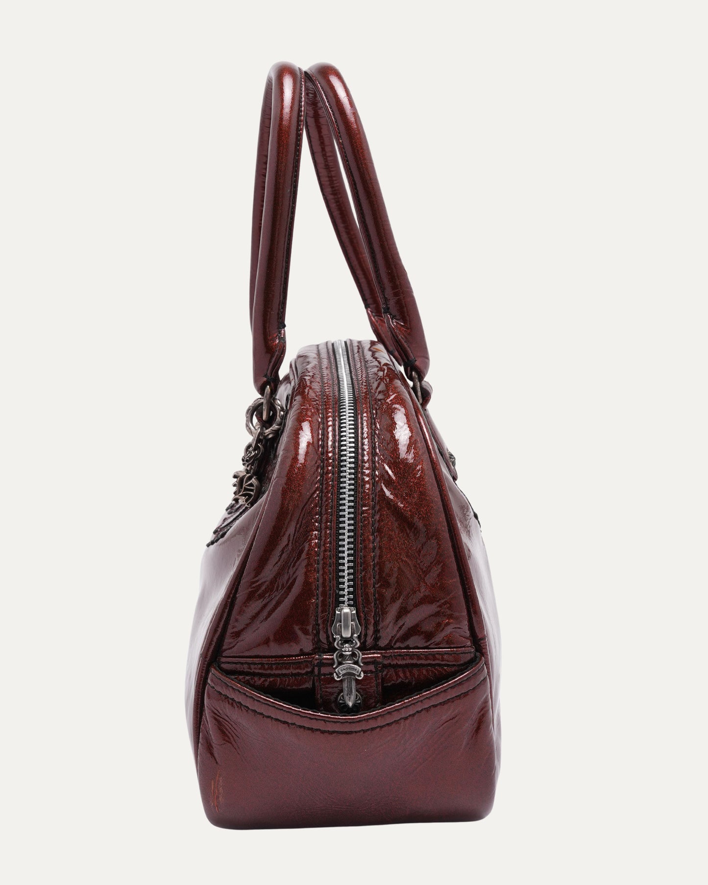 Galaxy Red Silver Embellished Cross Patch Bowling Bag