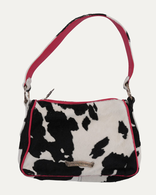 Dagger Embellished Pony Hair Cow Print Chicken Nugget Bag