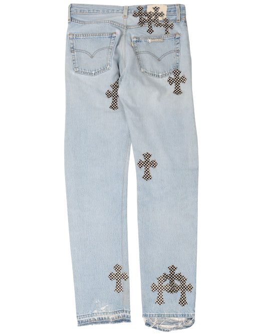 Levi's Checkered Leather Cross Patch Jeans