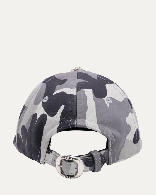 Camouflage Silver Embellished Star Patch Leather Hat