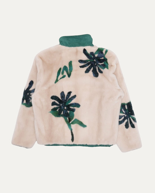 Intarsia Flower Mink Fur Blouson