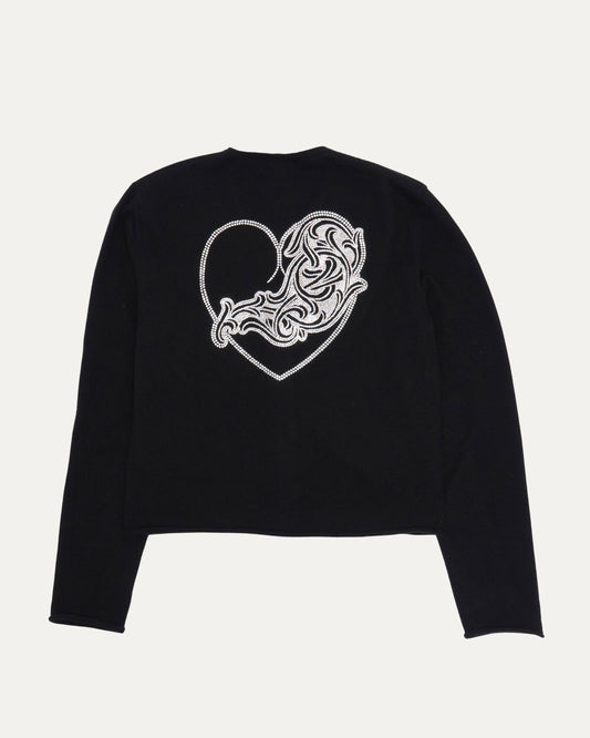 Rhinestone Heart Cashmere Cardigan