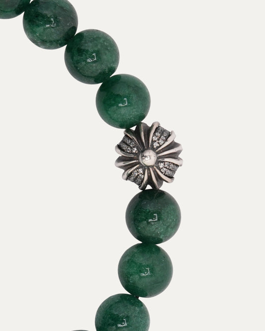 8mm Diamond Multi Charm Fuschite Bead Bracelet