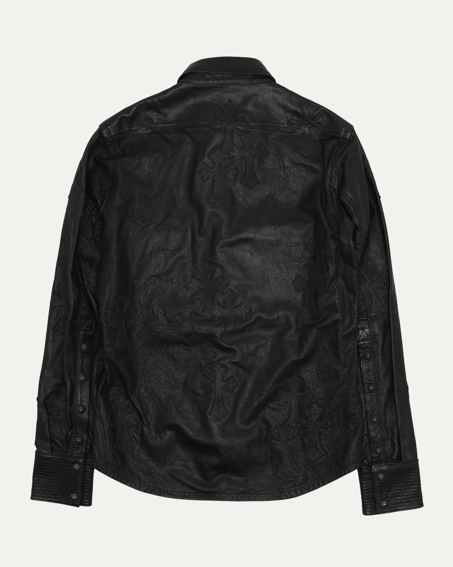 Fleur Yoke Leather Cross Patch Military Shirt
