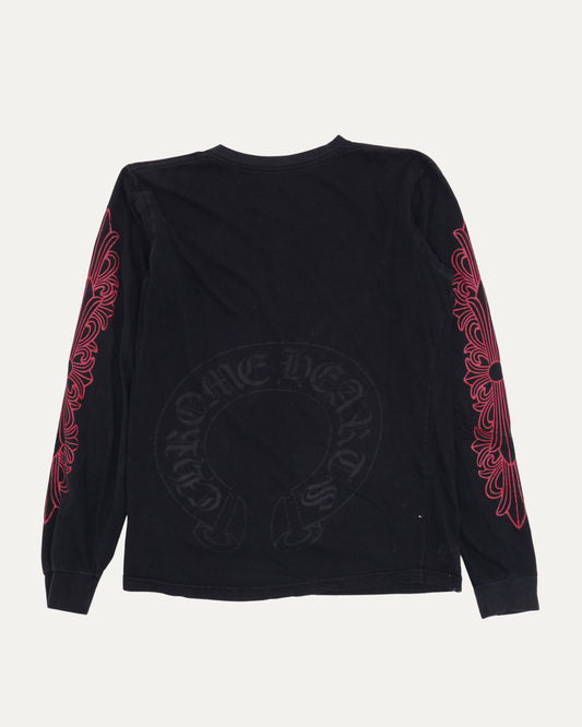 Floral Cross Long Sleeve Pocket T-Shirt