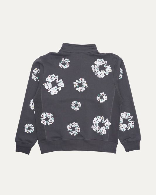 Rhinestone Cotton Wreath Quarter-Zip Sweatshirt