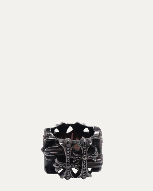Black Diamond Rhodium Cemetery Cross Box Ring