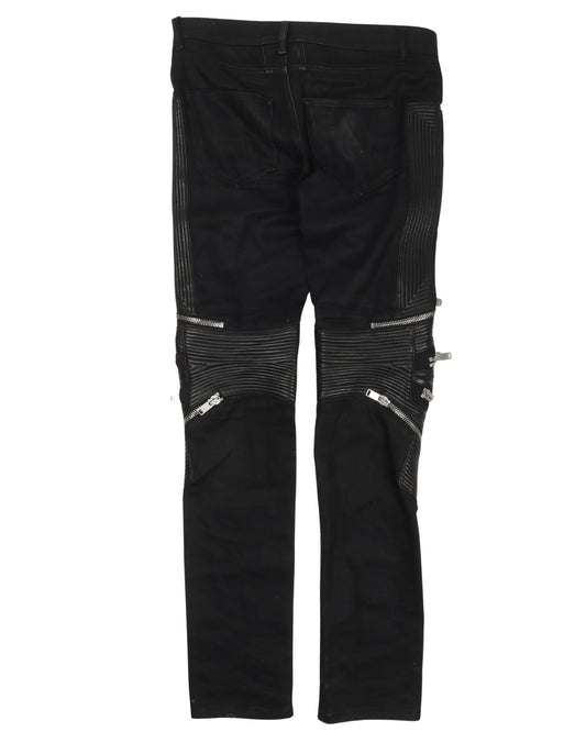 Leather Biker Jeans