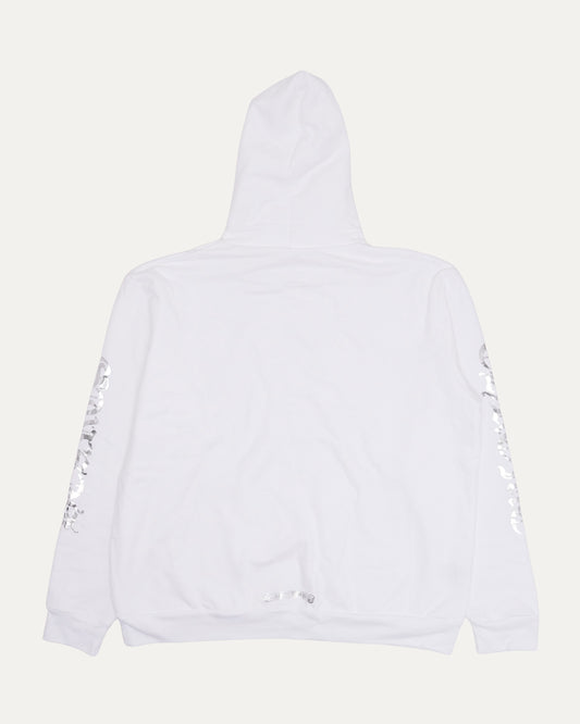 Metallic Print Vertical Logo Hoodie