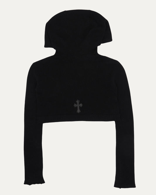 Cross Patch Cashmere Cropped Hooded Sweater