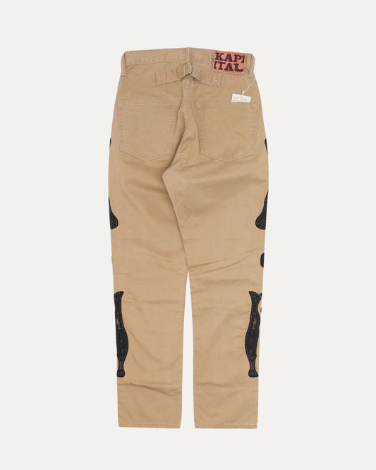 Mexican Tuxedo Okagilly Crochet-Trimmed Cotton-Twill Chino Pants