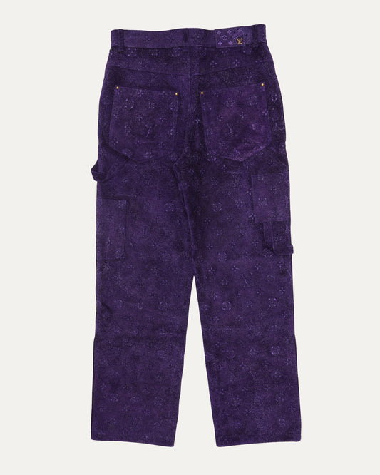 Monogram Embossed Suede Carpenter Pants