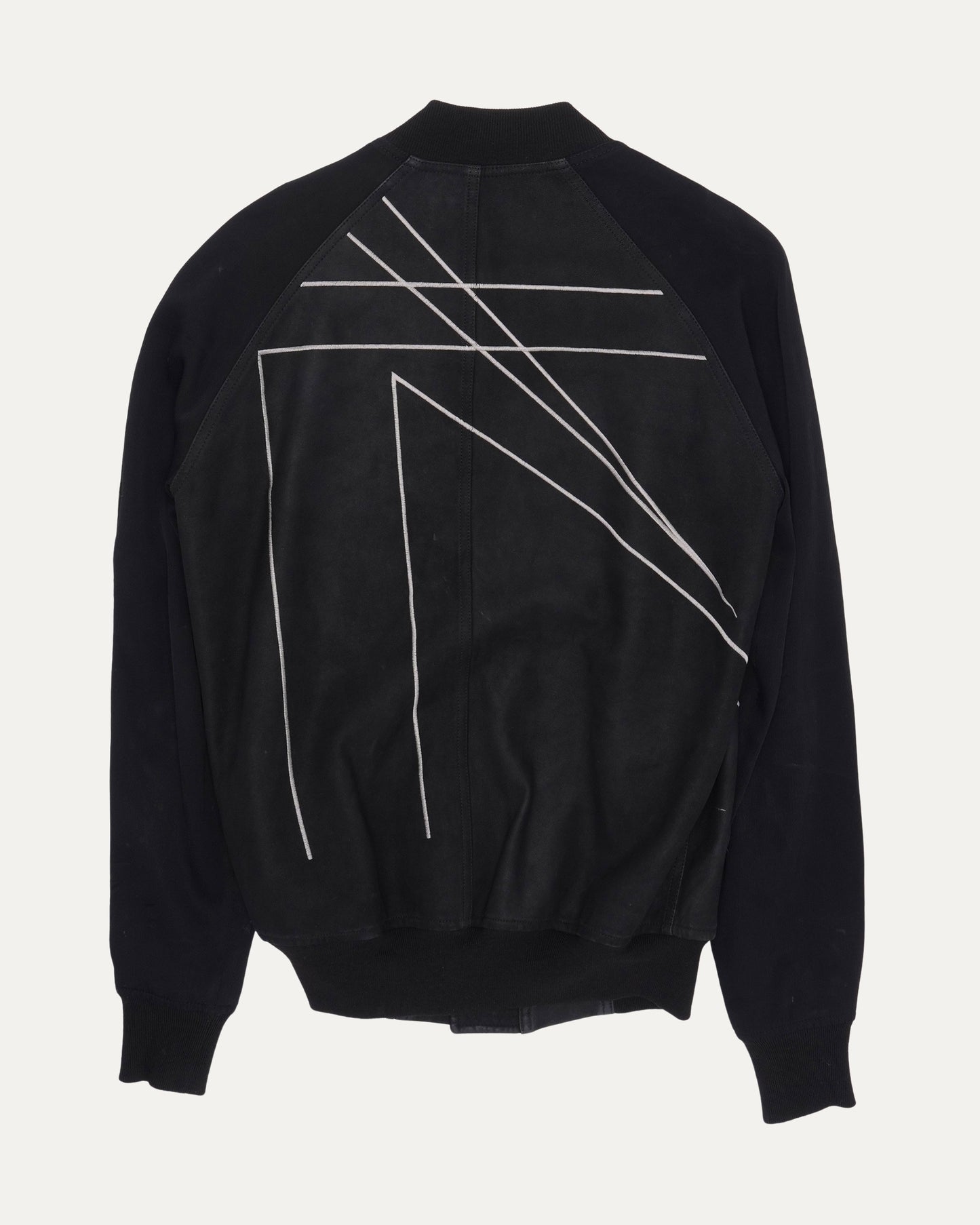 Contrast Sleeve Leather Bomber Jacket