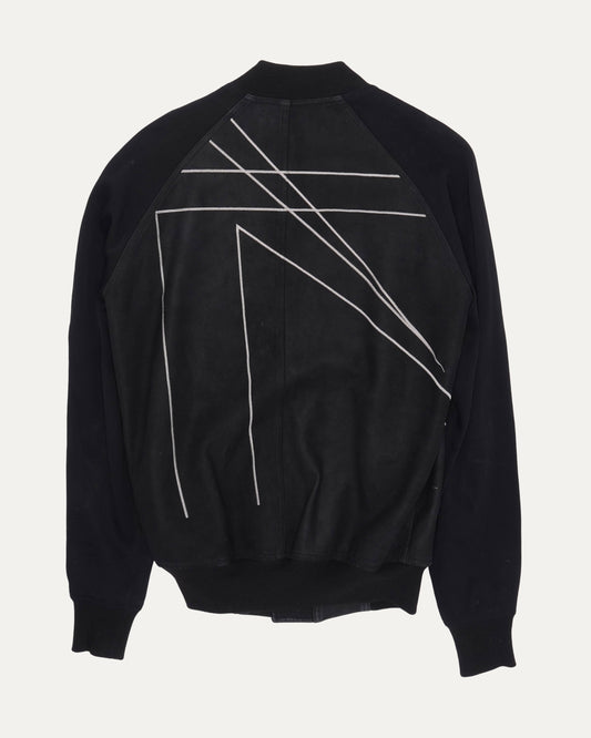 Contrast Sleeve Leather Bomber Jacket