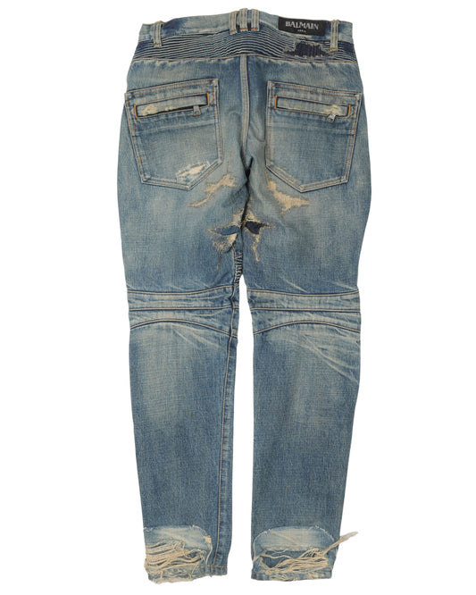 Distressed Biker Jeans