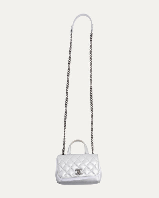 Metallic Caviar Quilted Mini Coco Handle Bag