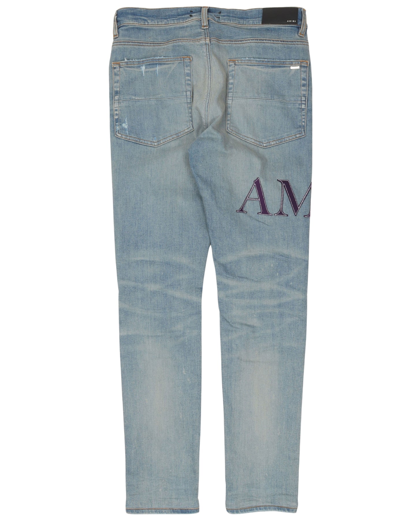 Distressed Logo Jeans