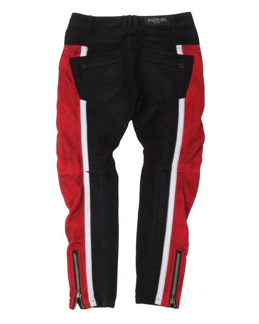 Side Stripe Biker Jeans