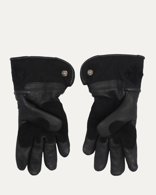Cross Patch Leather Motorcycle Gloves