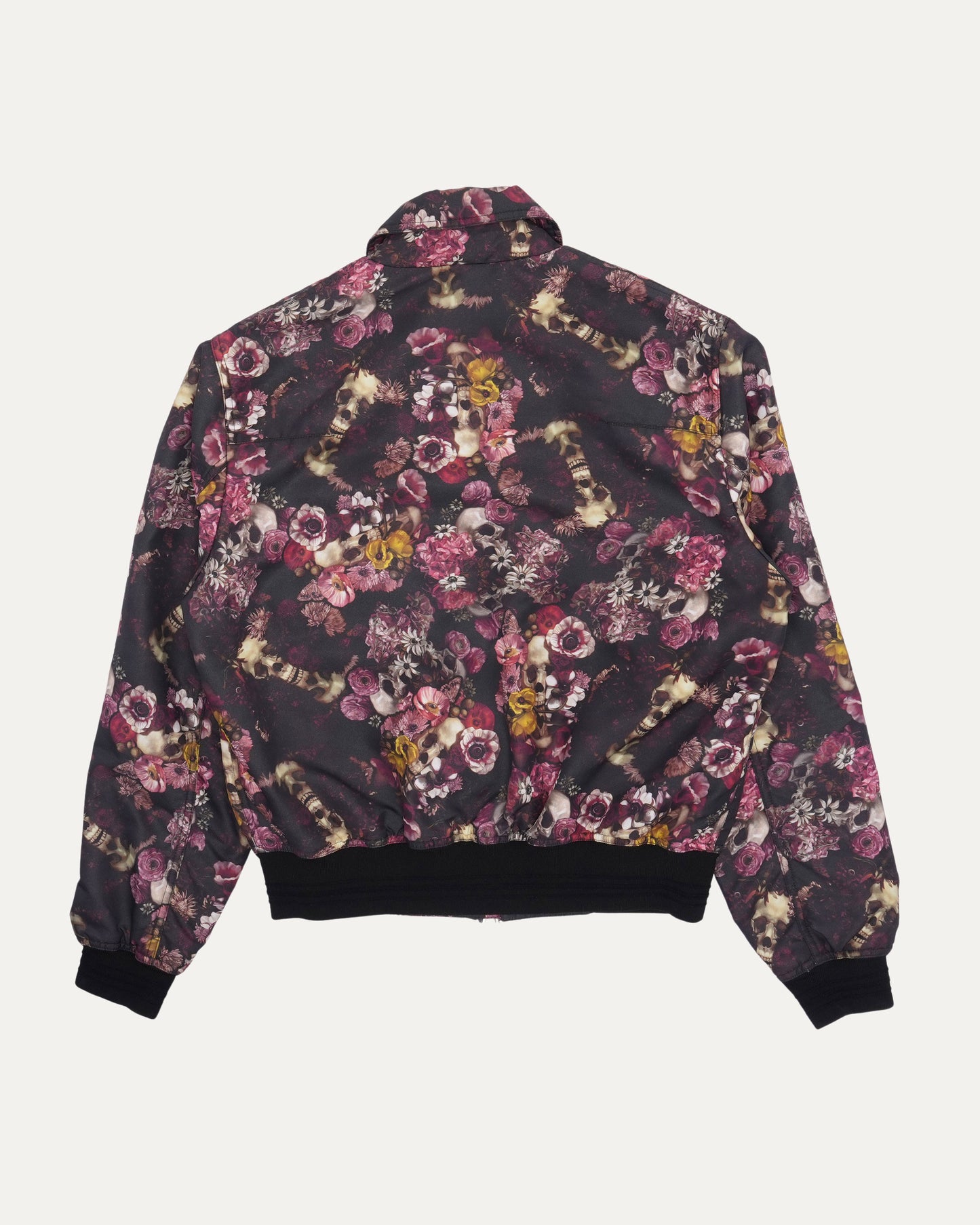 Toru Kamei Skull & Flower Vanite Print Tech Bomber Jacket
