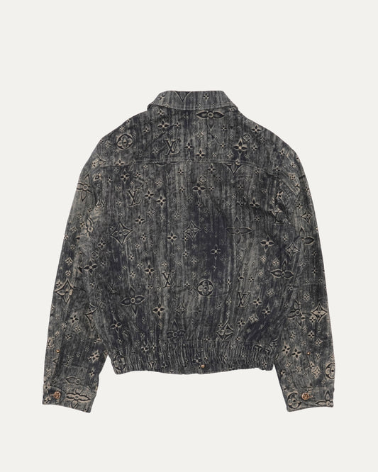 Watercolor Monogram Denim Bomber Jacket