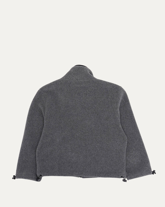 Cropped Sleeve Fleece Zip Up Jacket