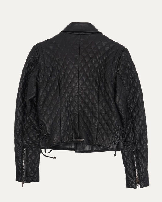 Hermes Silk Lined JJ Dean Quilted Leather Jacket