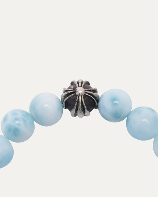 8mm Larimar Plus Cross Bead Bracelet