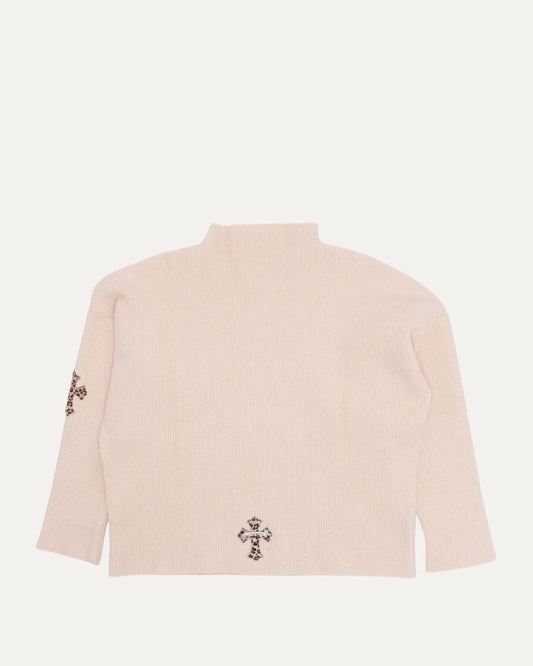 Cross Patch Mock Neck Sweater