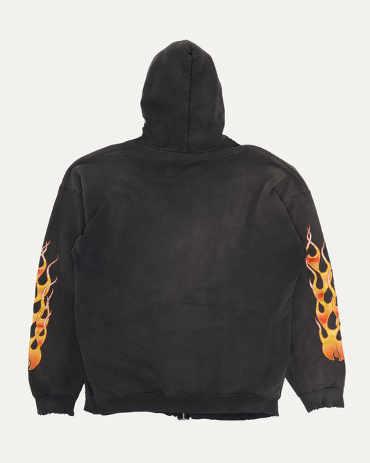 Flame Sleeve Zip Up Hoodie
