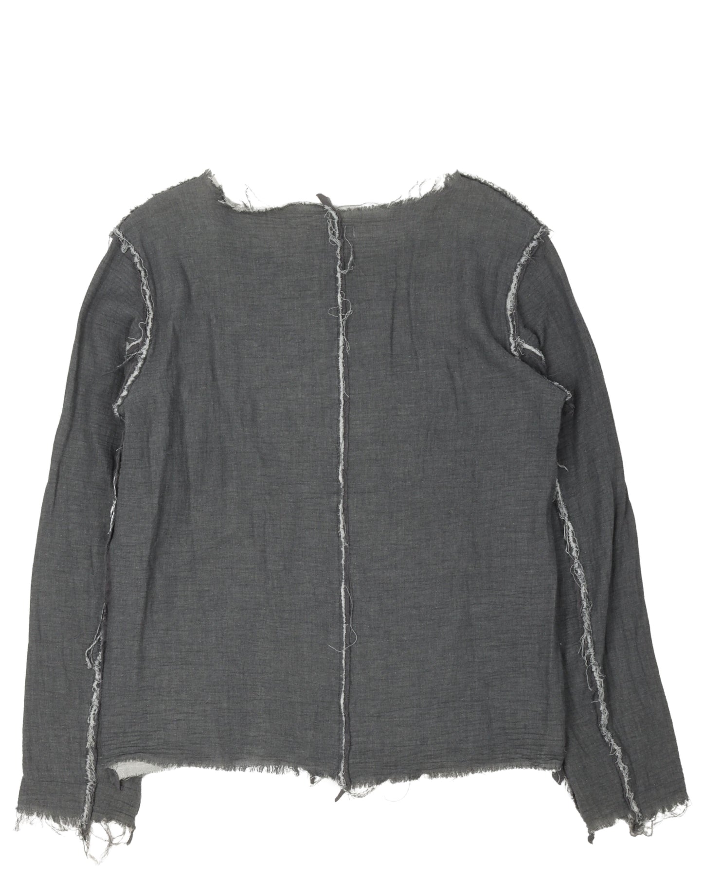Raw Edge Distressed Long Sleeve T-Shirt