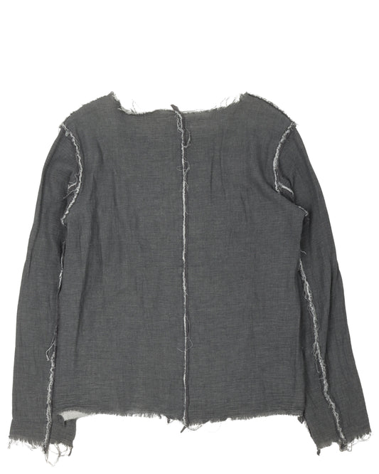 Raw Edge Distressed Long Sleeve T-Shirt