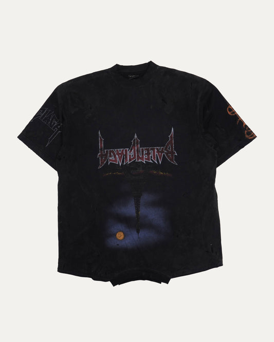 Upside Down Paris Moon Distressed T-Shirt