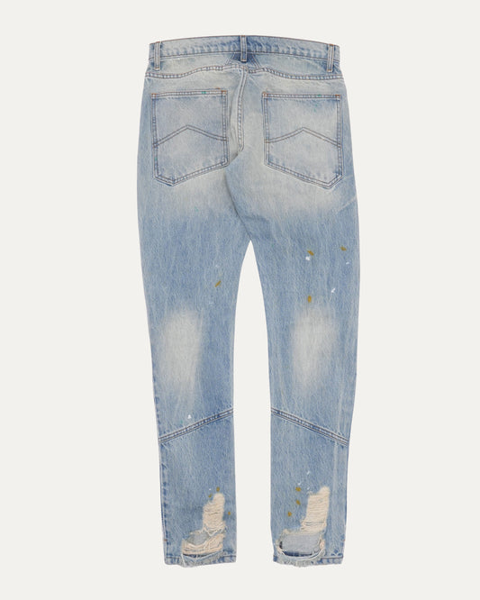 Distressed Button Hem Jeans