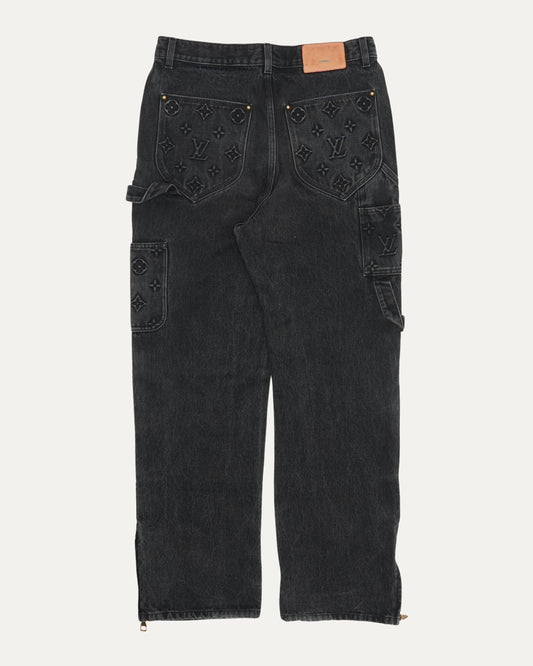 Monogram Embossed Double Knee Jeans