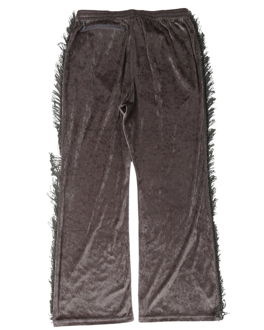 Fringe Boot-Cut Velour Track Pants
