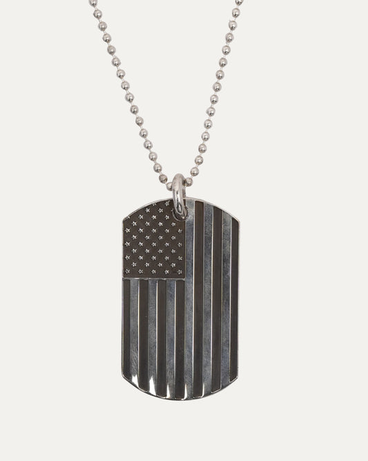 US Flag Dog Tag on Ball Chain