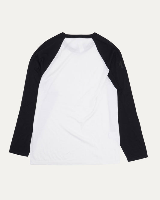 Silk Blend Cross Patch Long Sleeve Raglan T-Shirt