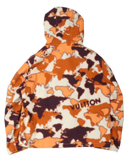 World Map Cotton Hooded Blouson
