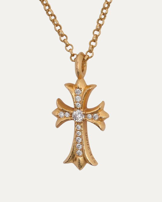 Gold Diamond Tiny Fat on Roll Chain