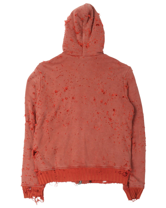 Distressed Zip Up Hoodie
