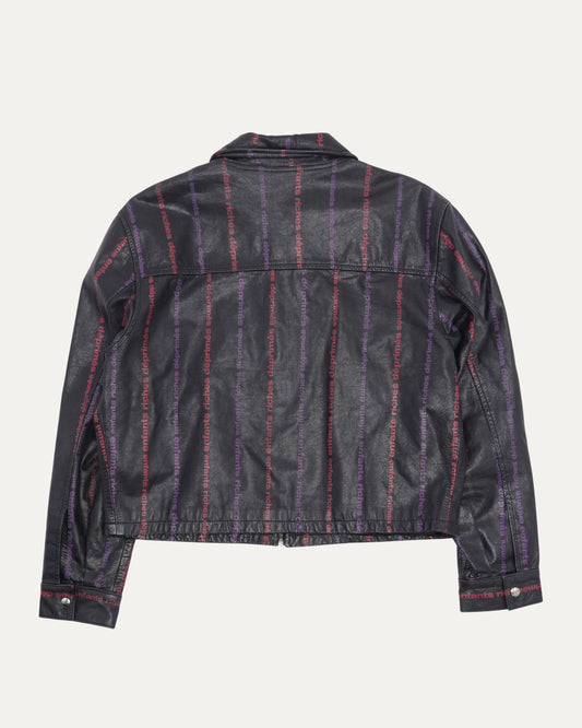 Logo Striped Leather Jacket