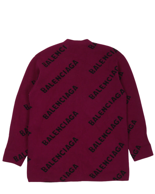 All Over Logo Cardigan Sweater